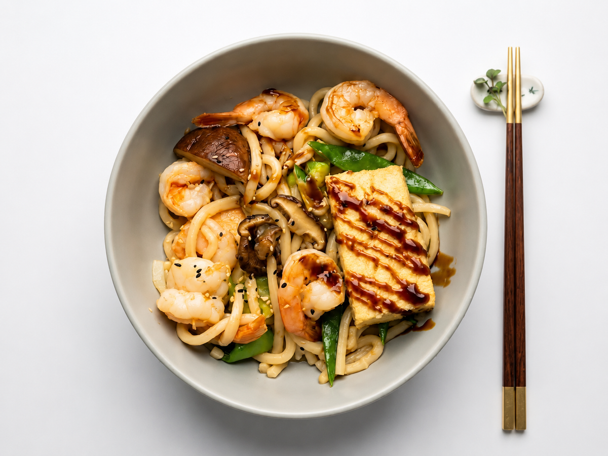 B9-Matcha Udon mit Shiitake Pilzen